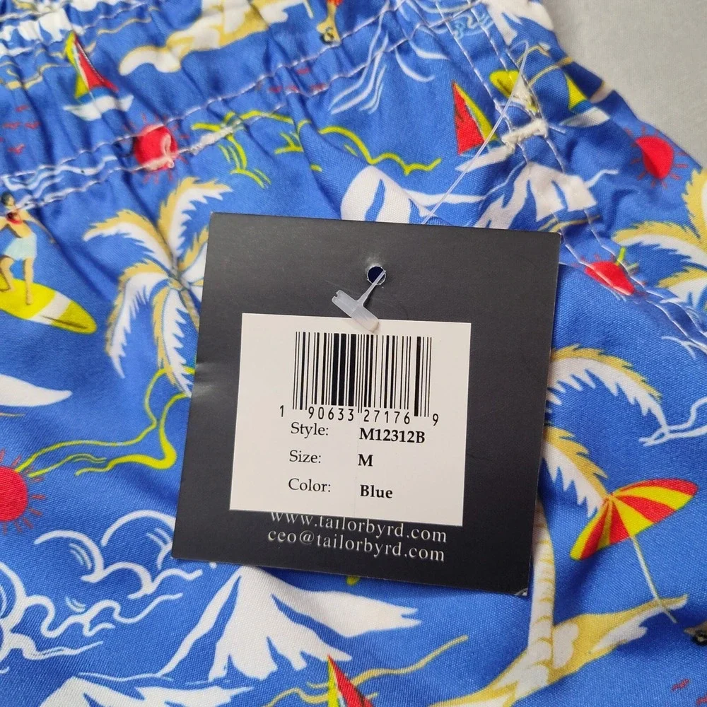 TAILORBYRD Men Size‎ Medium Blue Hawaiian Surfer Brief Lined 7
